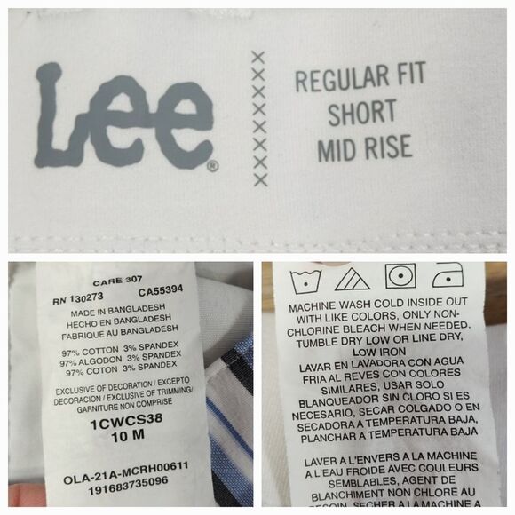 🔺️Lee Blue & White Striped Mid-Rise Cargo Shorts Size 10 - Picture 11 of 11